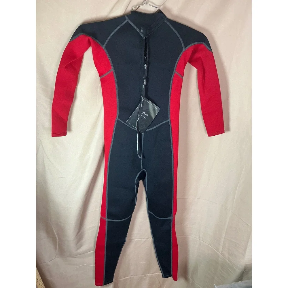 Hevto Wetsuit Kids Youth Unisex Black Red New Full Body Neoprene Thermal Surf